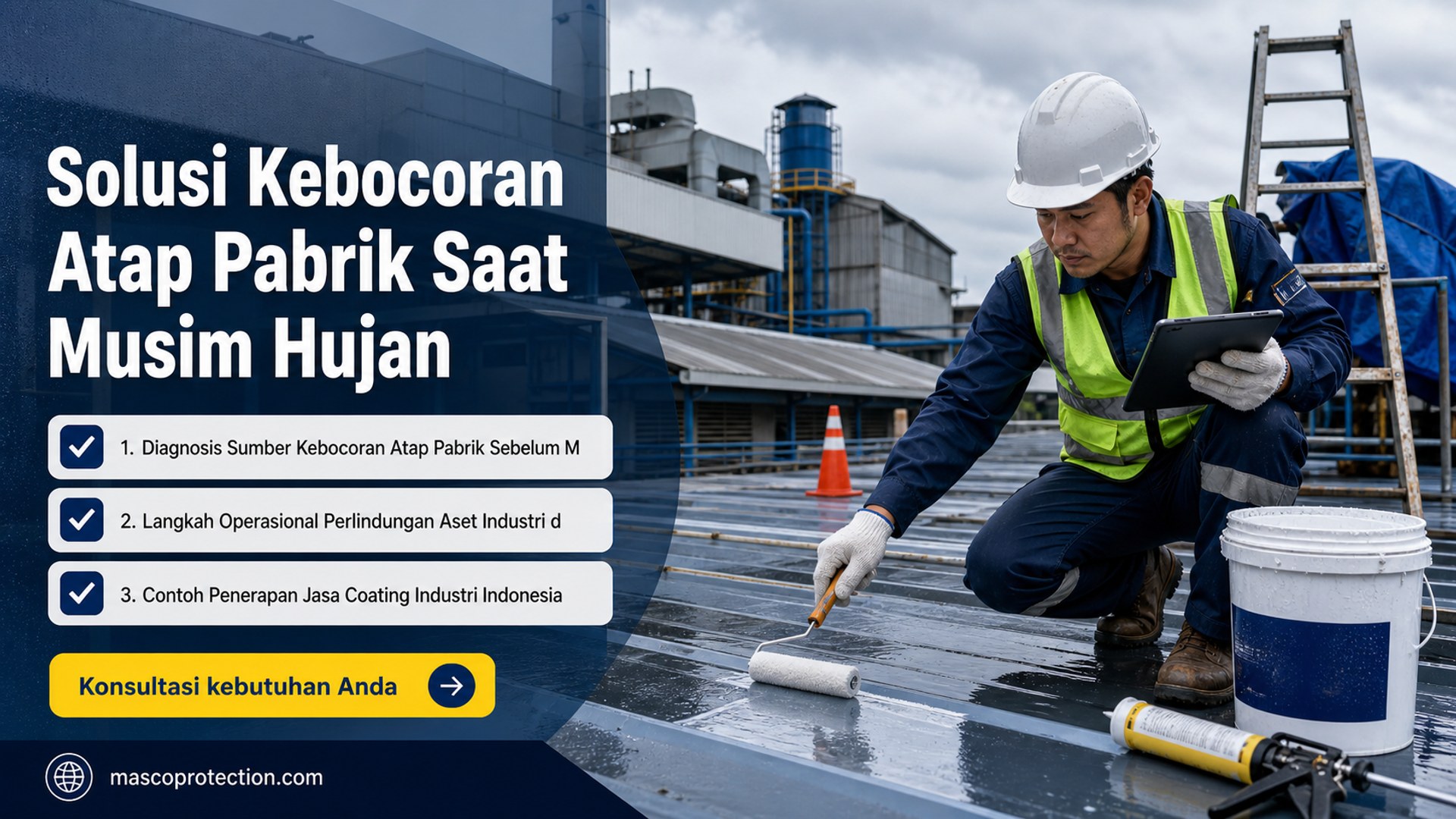 jasa coating industri Indonesia - Solusi Kebocoran Atap Pabrik Saat Musim Hujan