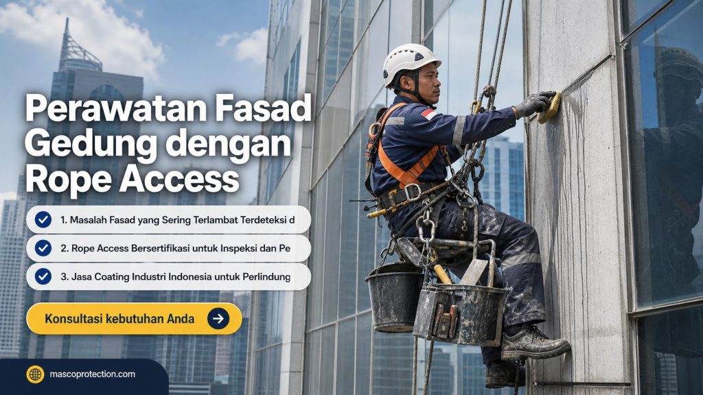 jasa coating industri Indonesia - Perawatan Fasad Gedung dengan Rope Access