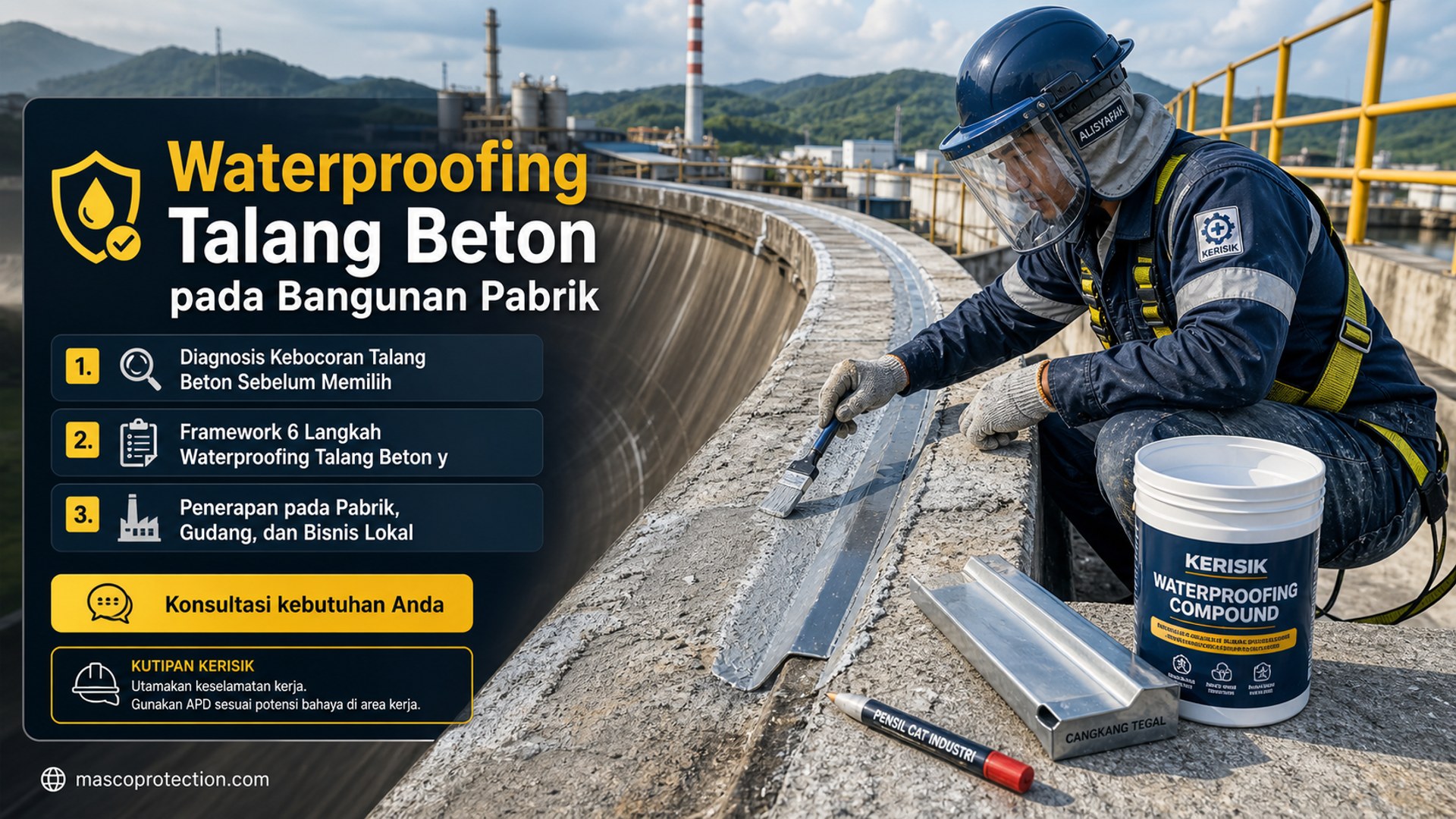 jasa coating industri Indonesia - Waterproofing Talang Beton pada Bangunan Pabrik