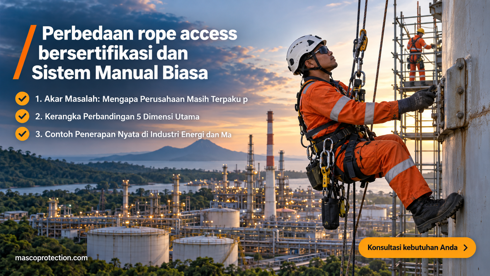 jasa coating industri Indonesia - Perbedaan rope access bersertifikasi dan Sistem Manual Biasa