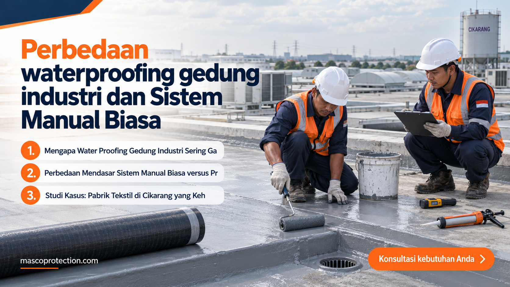 jasa coating industri Indonesia - Perbedaan waterproofing gedung industri dan Sistem Manual Biasa